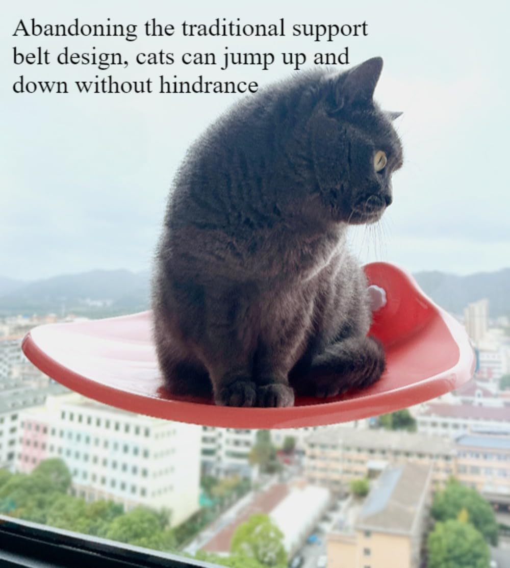 SSDHUA Cordless Cat Hammock Transparent Windowsill Cat Bed Suitable for Cats Equipped with Suction Cups Easy to Assemble (Pink)