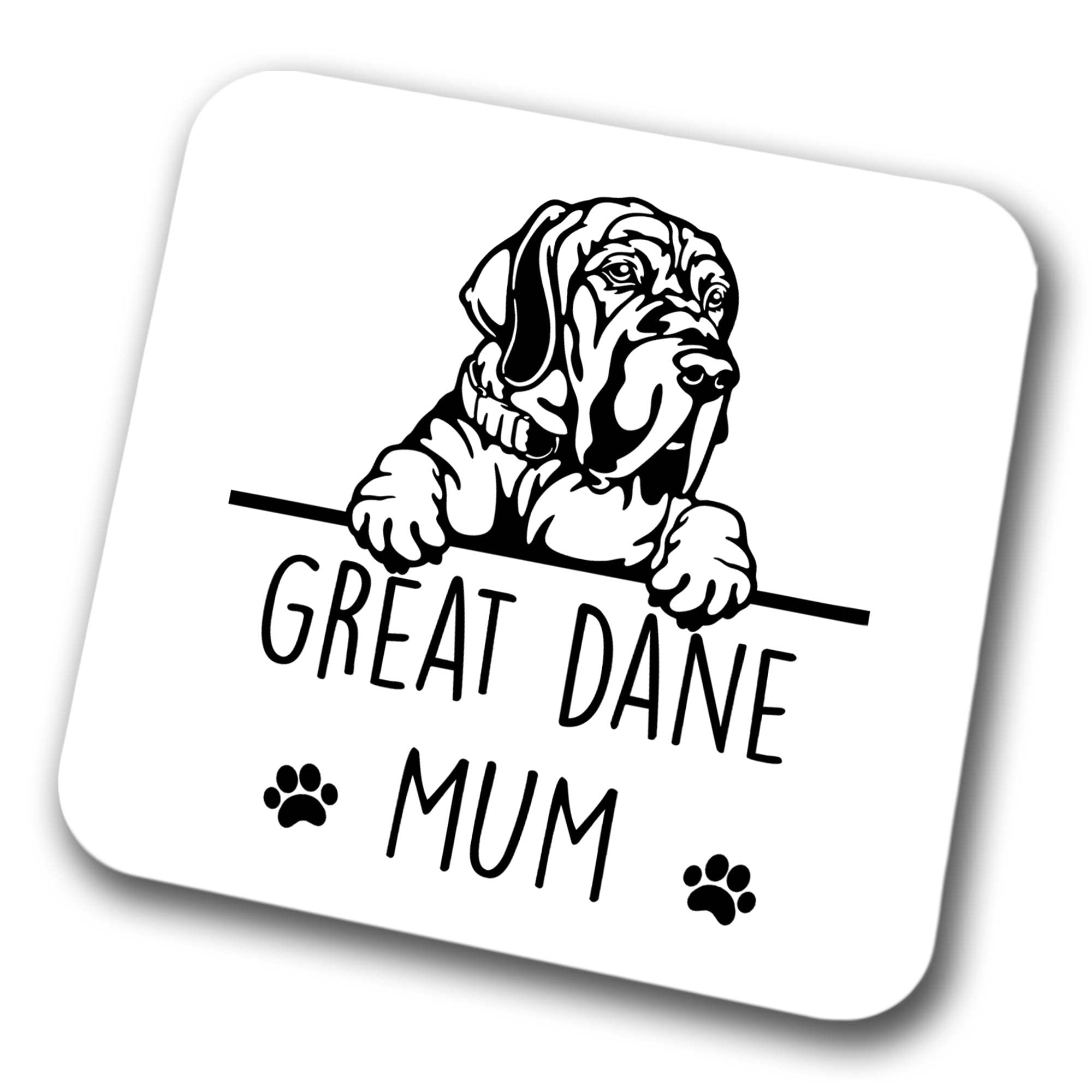 Faithful Prints Boys Great Dane Mum Coaster Pet Present Great Dane Dog Mum Dad Friend Joke Funny Gift Birthday Christmas, Hardboard Coaster