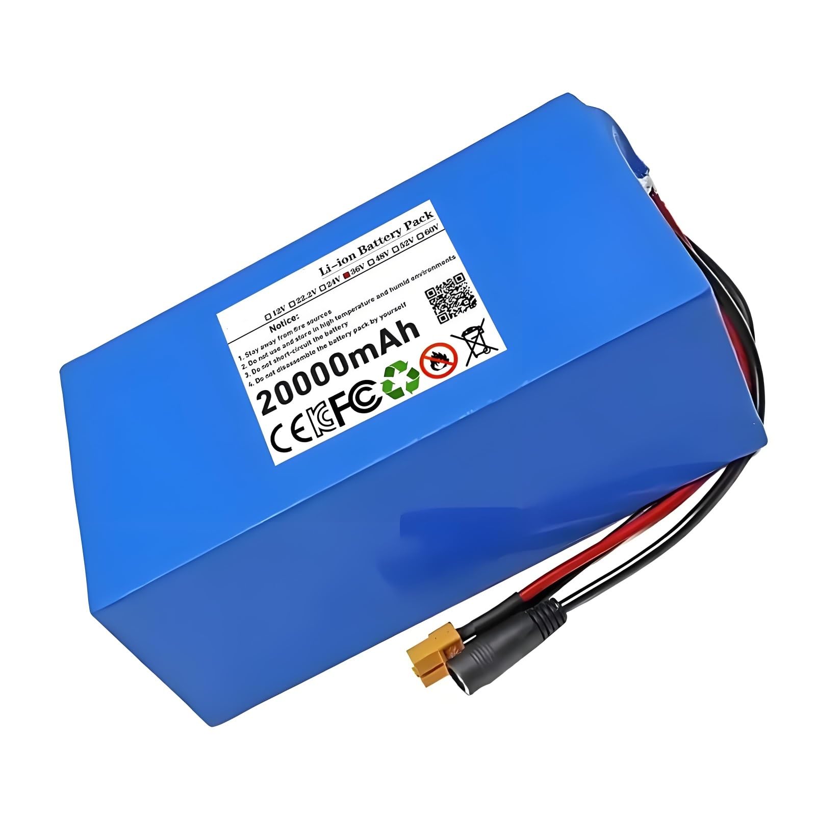 Batería 36V 20Ah Li Ion 10S5P Pack Con BMS Integrado Cargador 42V 2A Para Bicicleta Eléctrica Scooter 25A Descarga Continua