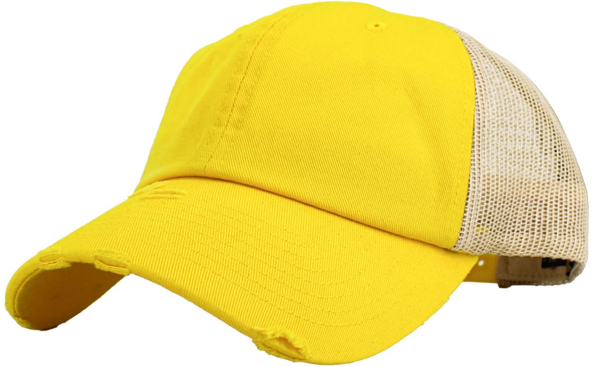 KBETHOS Vintage Washed Distressed Cotton Dad Hat Baseball Cap Adjustable Polo Trucker Unisex Style Headwear