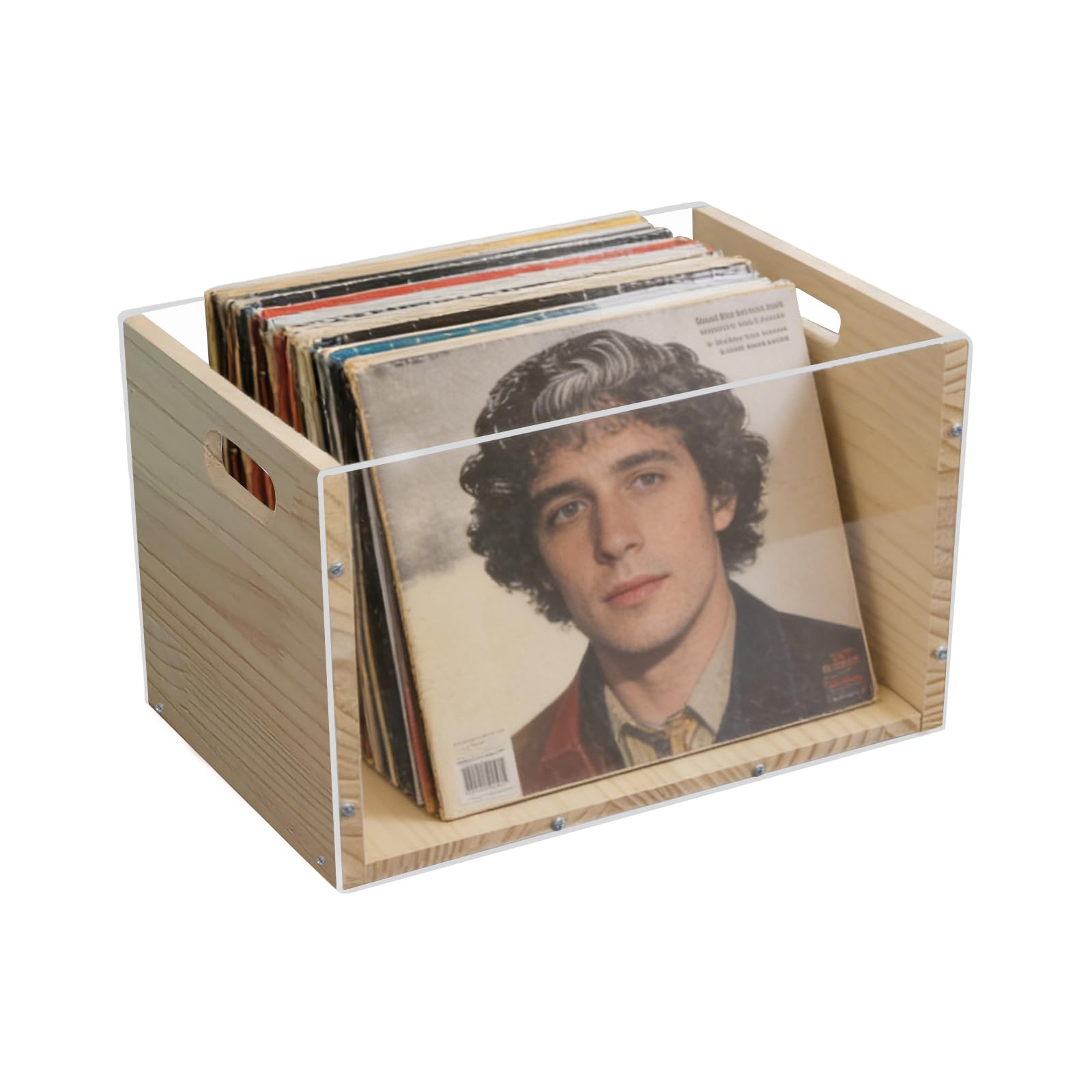 Akrylowa skrzynka do przechowywania albumów, album winylowy, widoczne pudełko do przechowywania z uchwytem, wielofunkcyjny uchwyt na płyty CD, organizer na płyty LP, organizer na albumy