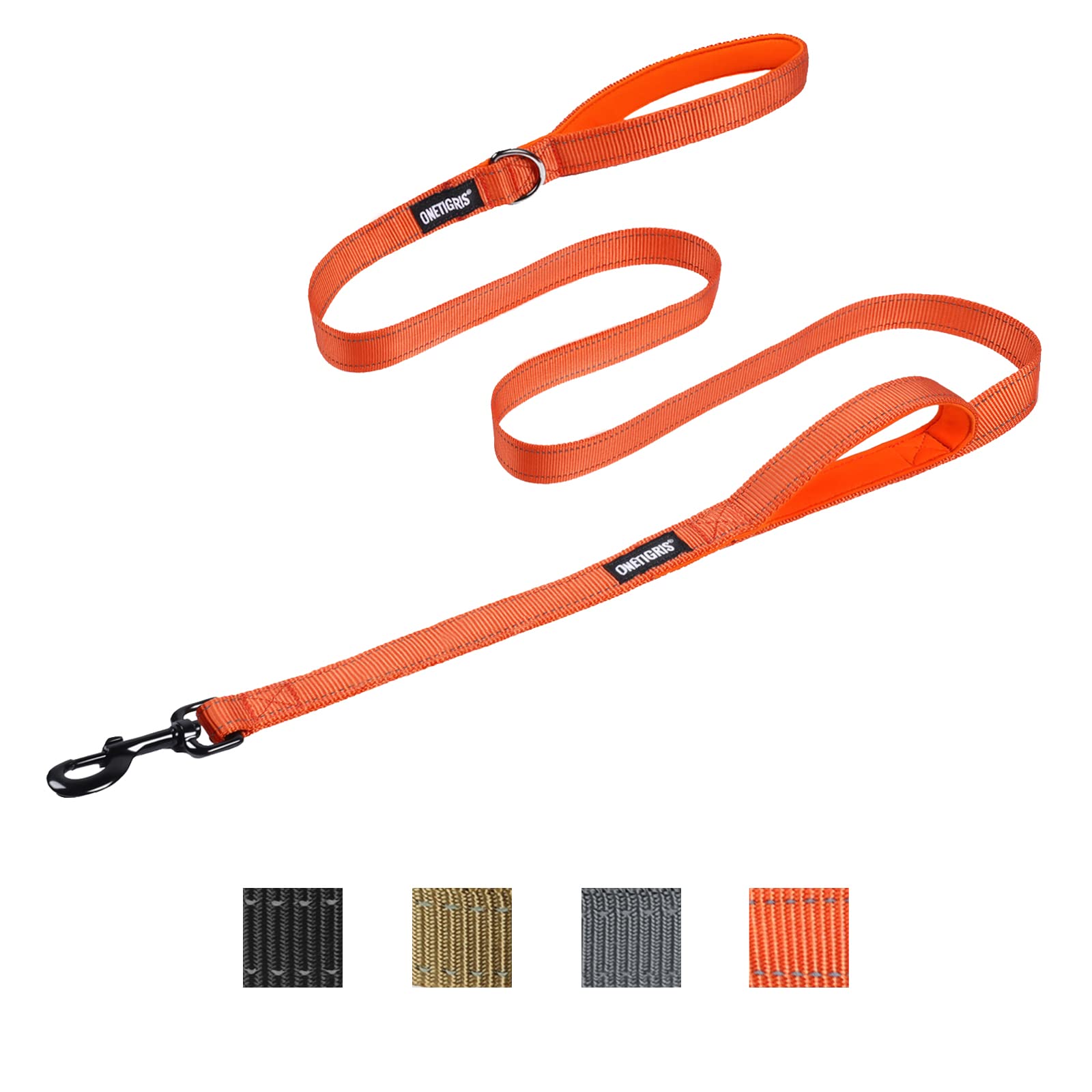 OneTigris Handled No-Pull Dog Walking Leash Long Traffic Leads for Medium to Large Dogs (Orange, 6FT)
