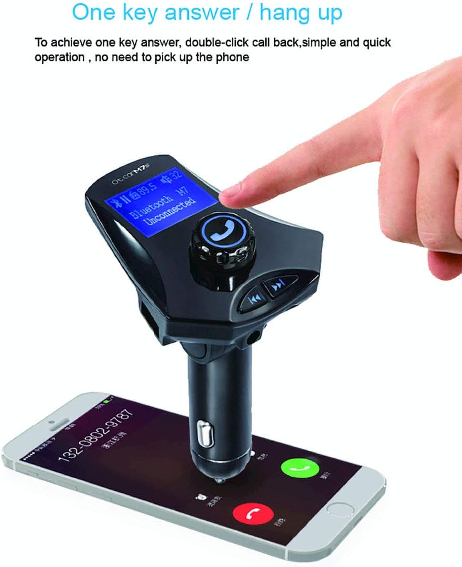 Bluetooth FM Transmitter for Car, Car MP3 Player Bluetooth Kit Aux-in 3.5Mm FM Radio LCD MP3 Player USB Charging 5V/2.1A Hands Free Support USB TF Card/U-Disk