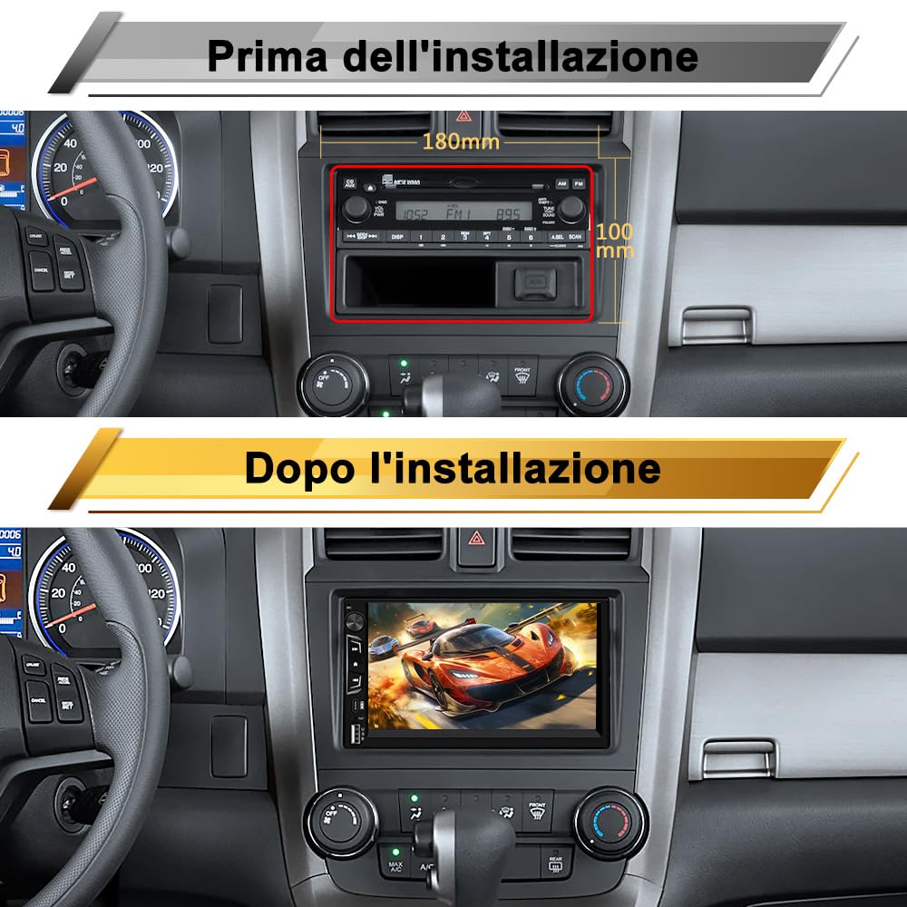 Junsun Autoradio 2 DIN con Schermo Wireless CarPlay & Android Auto