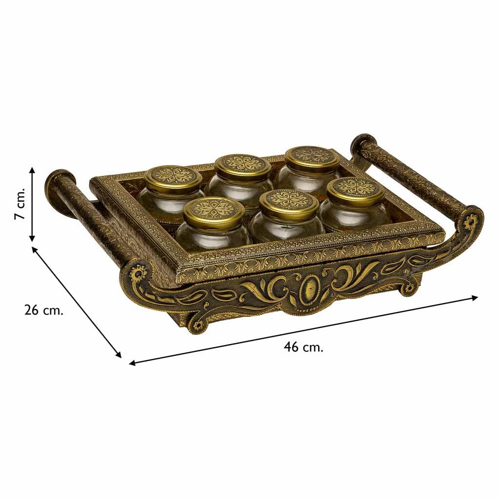 WANDERLUST DECO Bandeja de Metal repujado Color cobre 46x26x7