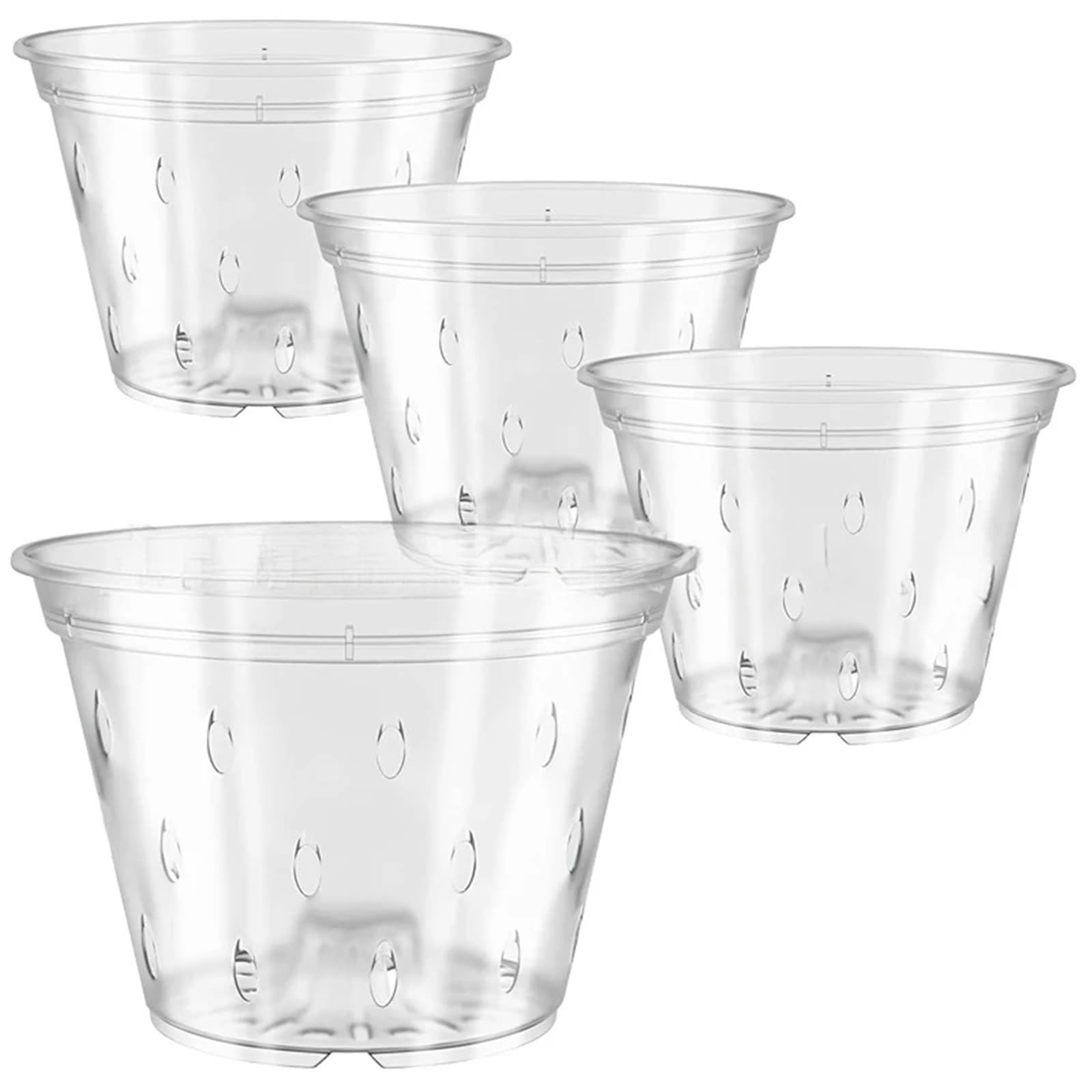 RUWLFE 6pcs Transparent Orchid Pot Root Control Plastic Pots With Holes Breathable Plant Growth Container Garden Supplies for Succulents, Houseplants