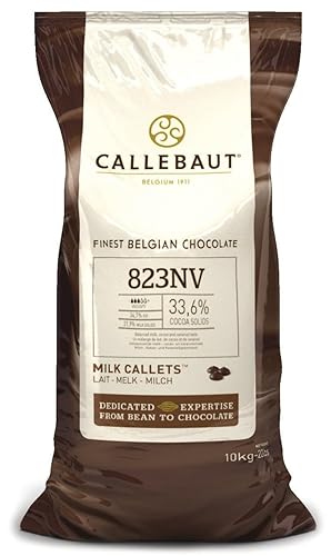 Callebaut 823 Callets de chocolate con leche – 22 libras de caletas de chocolate belga para hornear – Min 30.2% manteca de cacao, 4.9% de cacao sin