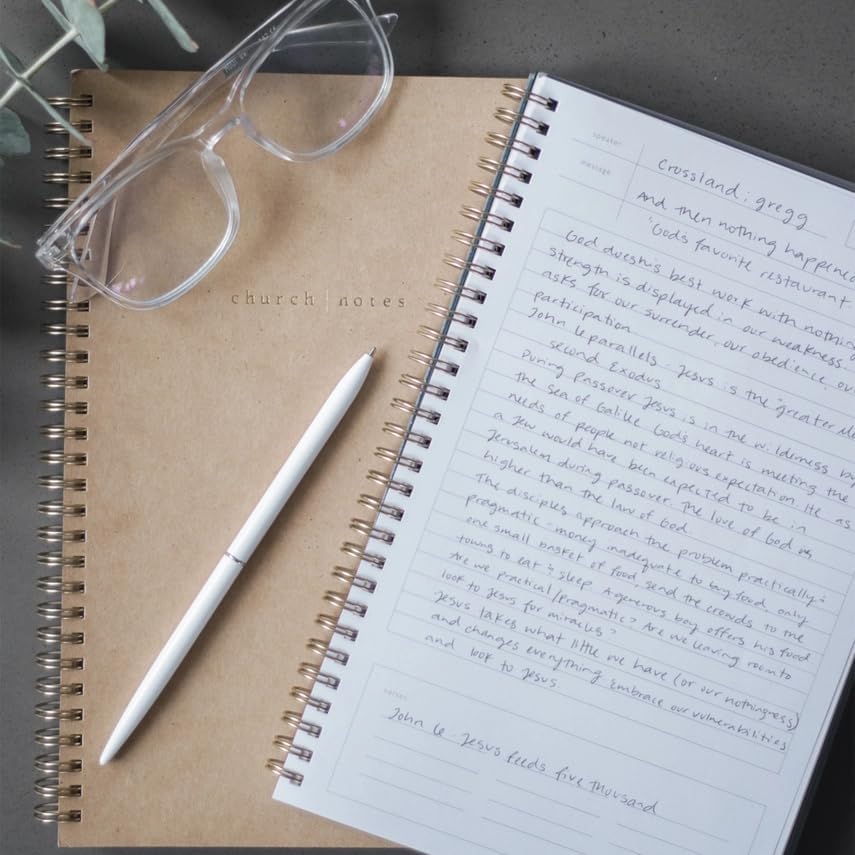 Notebook Journal, Kraft with Gold Foil Details, Bible Journal, 150 Pages Sermon Notes Notebook, Christian Journals, Christian Gifts for Church Members, Bible Study Group, Church Families