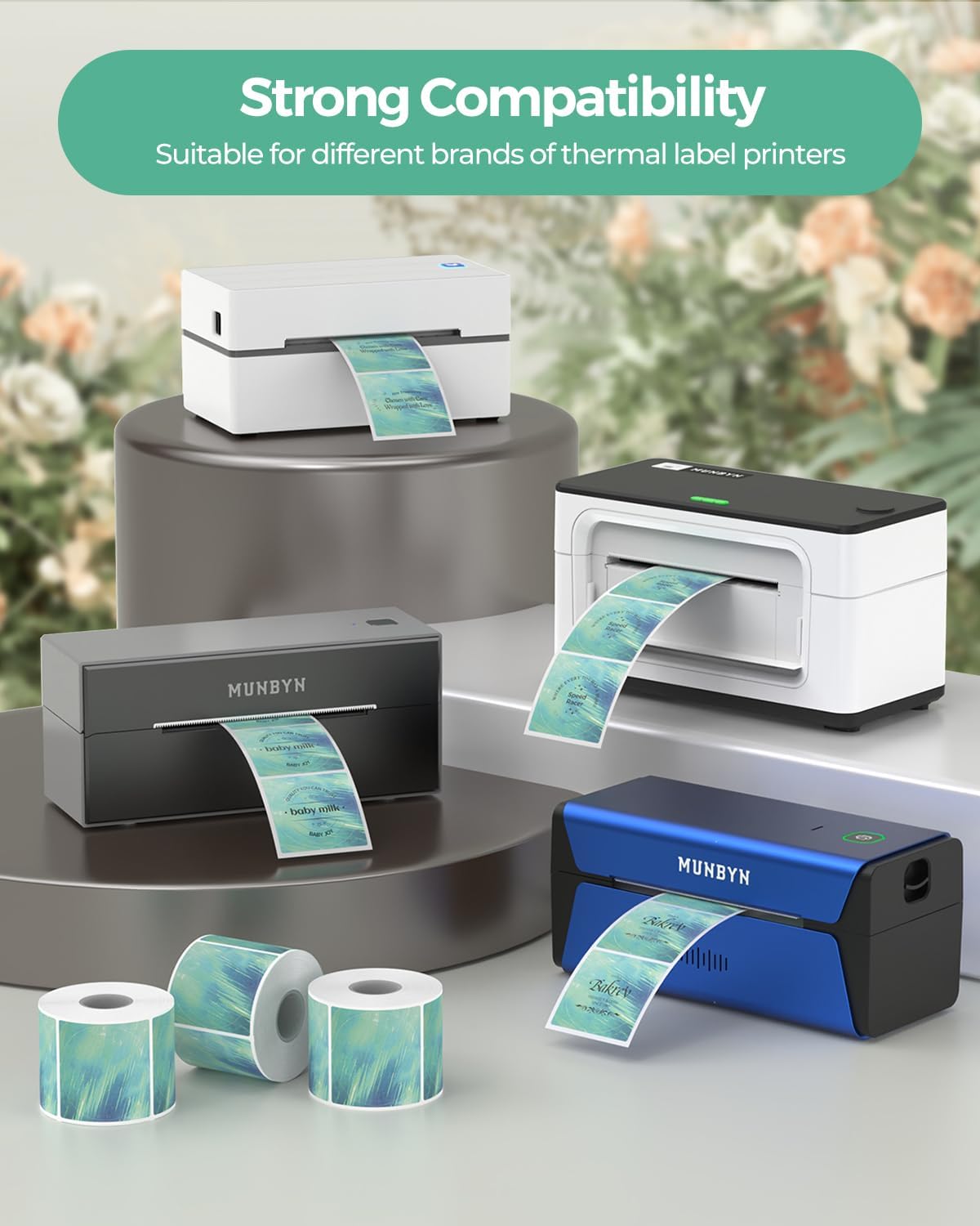 MUNBYN 2 Inch Round Green Thermal Labels, Self-Adhesive Stickers for Baking, Candle, and Food, Compatible with Thermal Printers, 500 Labels/1 Roll - Image 3