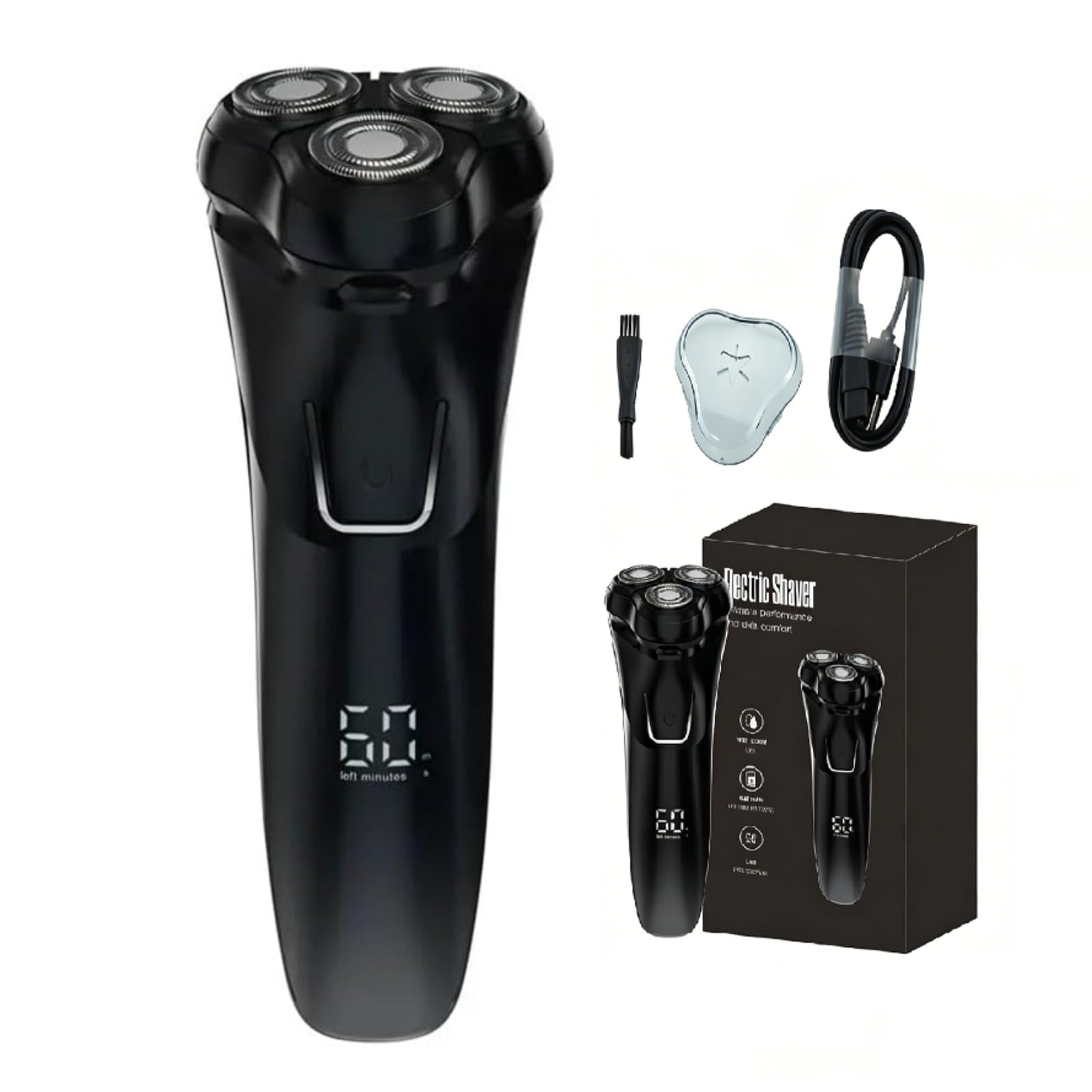Kozenix Rasoio Elettrico Uomo Con Testina 4D,Display LED,Rifinitore Pop-Up,Ricarica Rapida USB,Impermeabile Lavabile E Blocco Viaggio (Grigio)