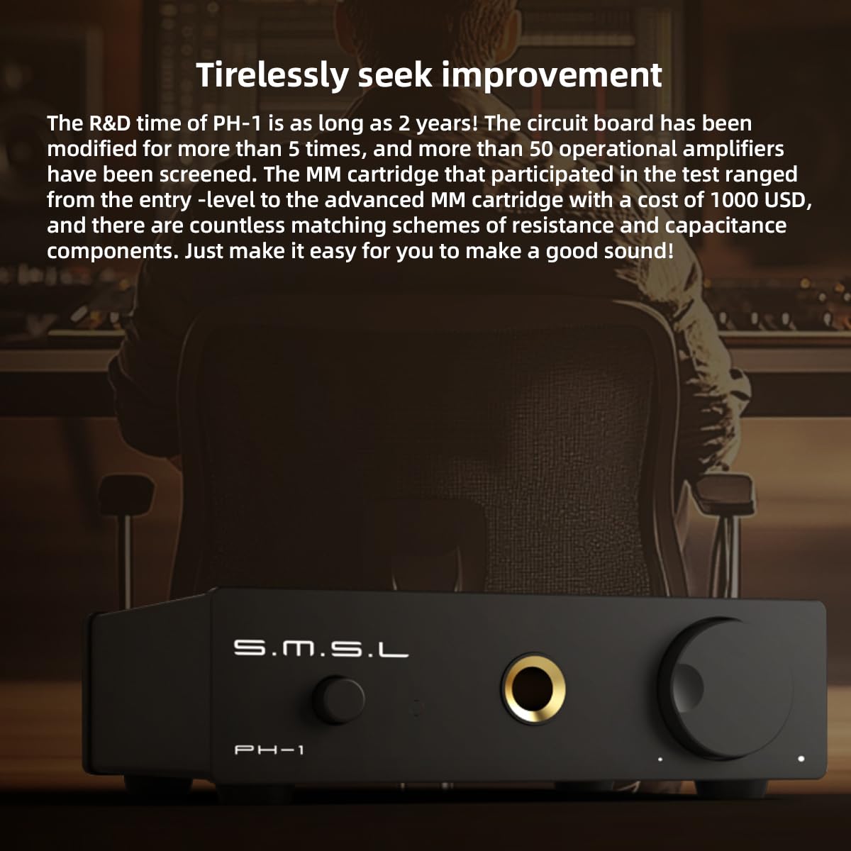 SMSL PH-1 Preamplificatore Phono MM Giradischi RCA 6,35mm Cuffie Alimentatore