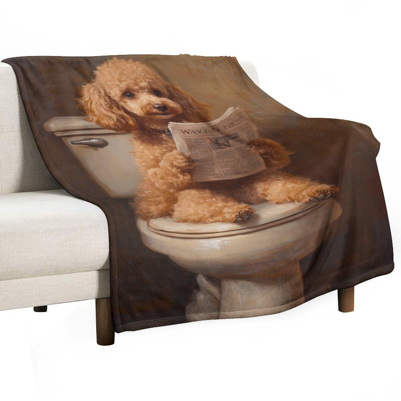 Jubonexis Poodle Reading on Toilet Seat Anti Pilling Throw Blankets Cozy Durable Blanket for Bedroom Living Rooms Couch Sofa Bed 50"x60"