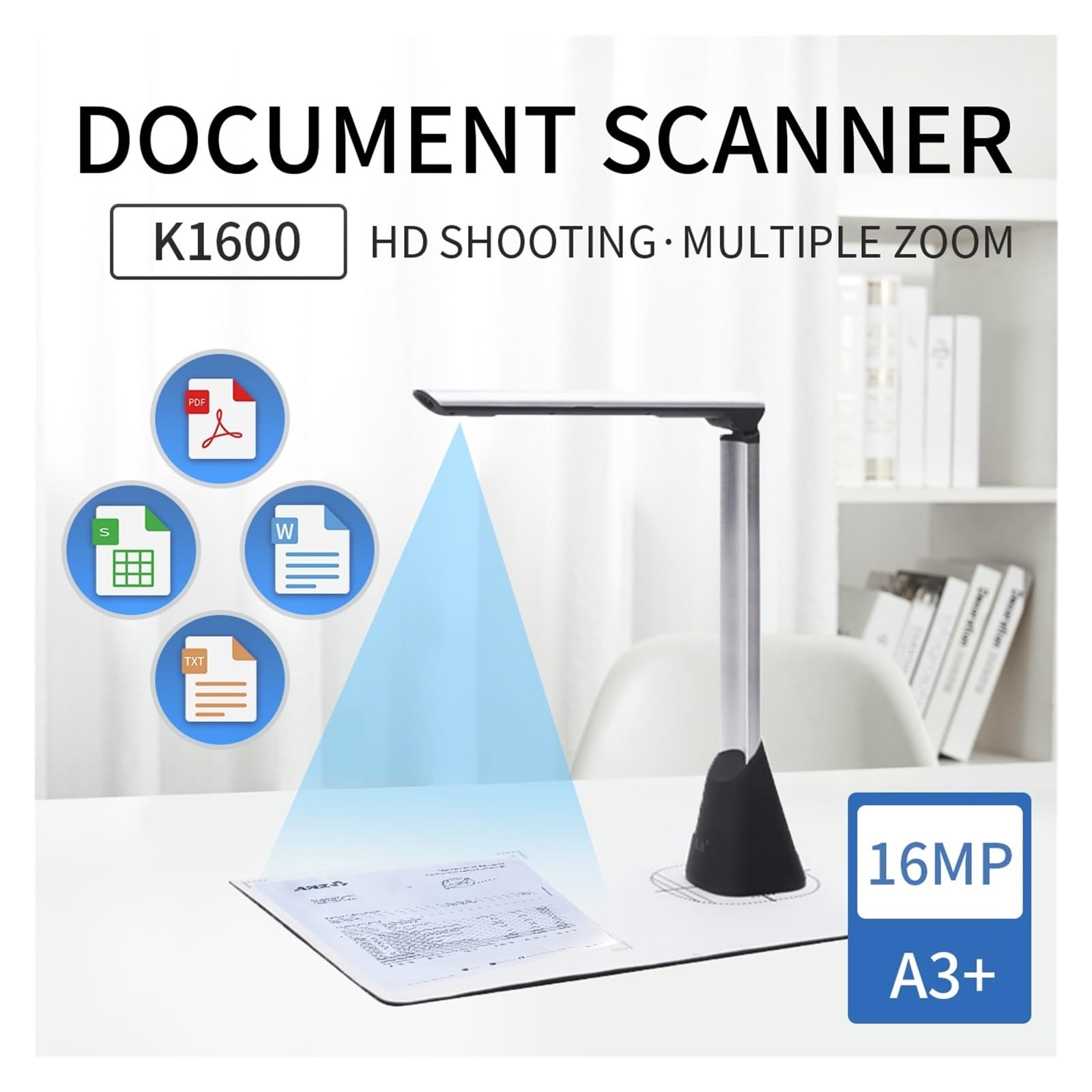 Skaner dokumentów Aparat do nauczania ze skanerami fotograficznymi w formacie 16 MP HD A3 do laptopa Przenośne szkolenie online z OCR