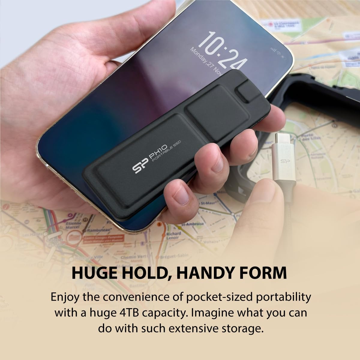 Silicon Power 512 GB PX10 USB-C 3.2 Gen 2 Portable SSD (nero)