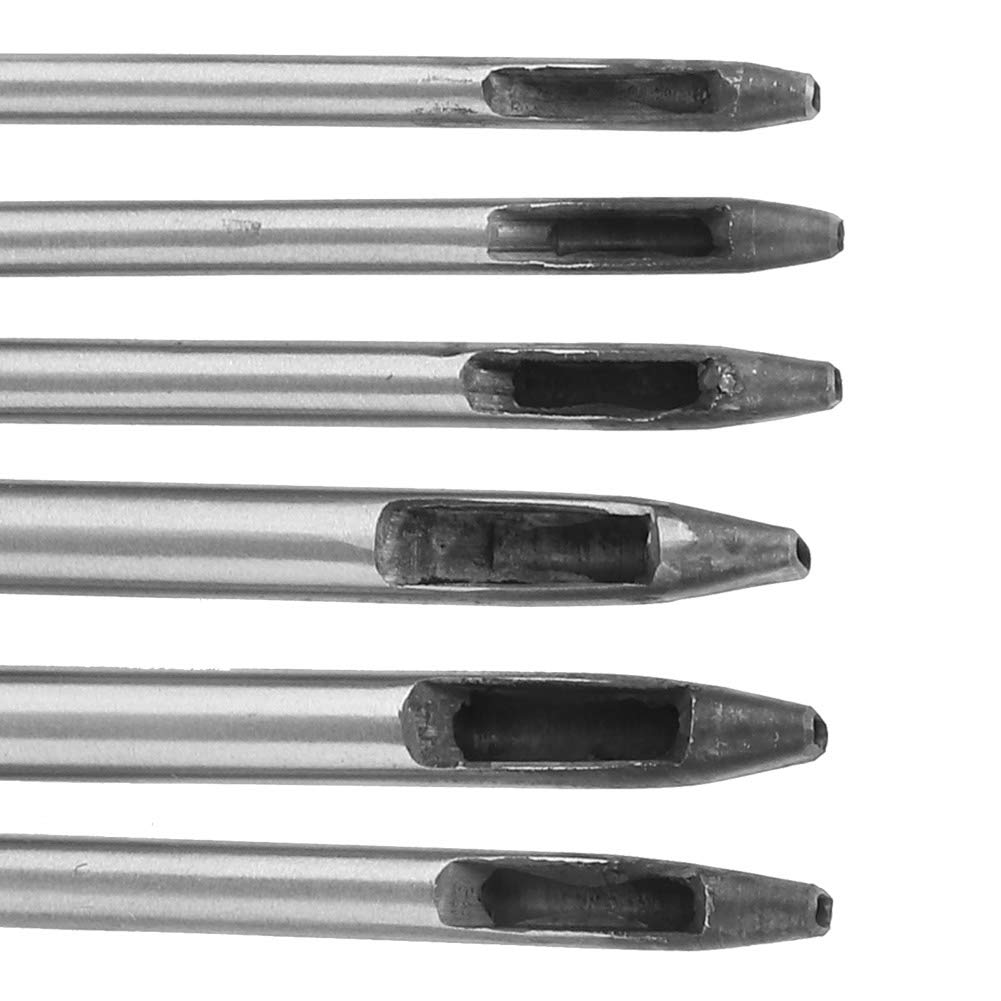 Hilitand Pack of 6Pcs 2mm Hole Punch Set Leather Craft Oval Shape Hole Puncher for Belt Watch Band DIY Punching Tool