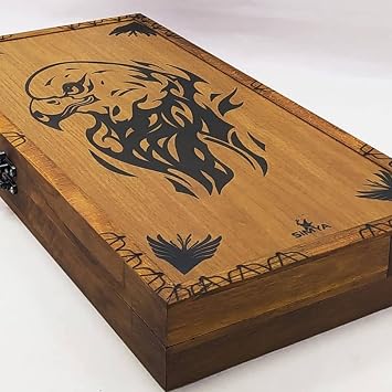 alchemy game tools MODEL EAGLE HEAD WALNUT PLATED BACKGAMMON (LARGE SIZE)
