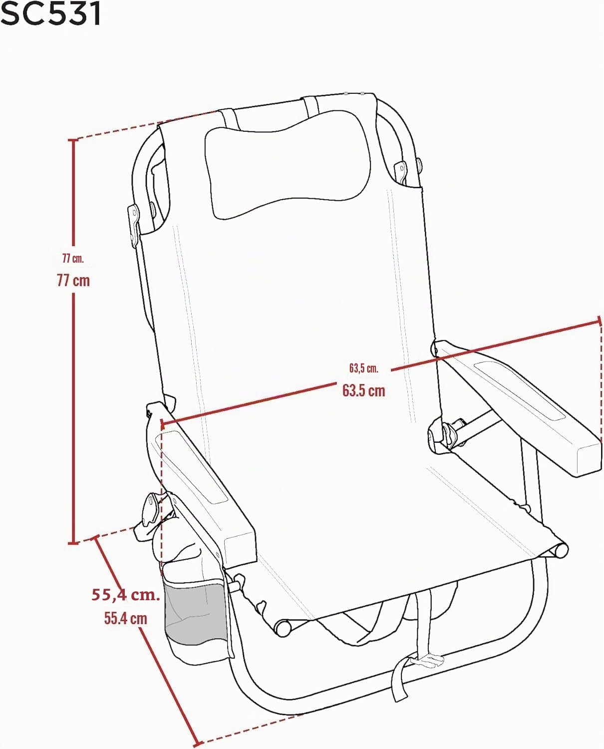Tommy Bahama Silla de Playa de 5 Posiciones, Bolsa de Carga aislada con Cremallera, Soportes para Tazas y teléfono Celular, toallero, Almohada para Mayor Comodidad, Capacidad de Peso Resistente