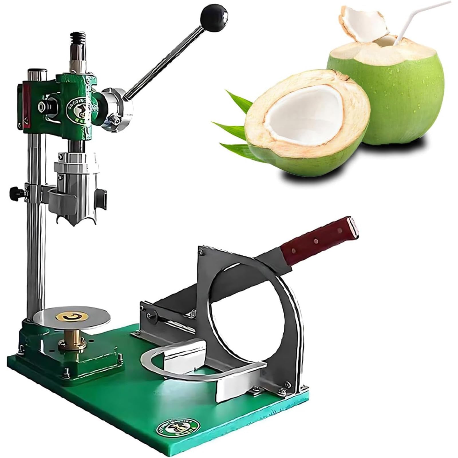 Macchina Apri Cocco Manuale per Noci di Cocco Tenere, Macchina per Aprire e Sbucciare con Impugnatura Antiscivolo, Operazione User-Friendly, Trapanatura Verticale di Noci di Cocco Single Handle