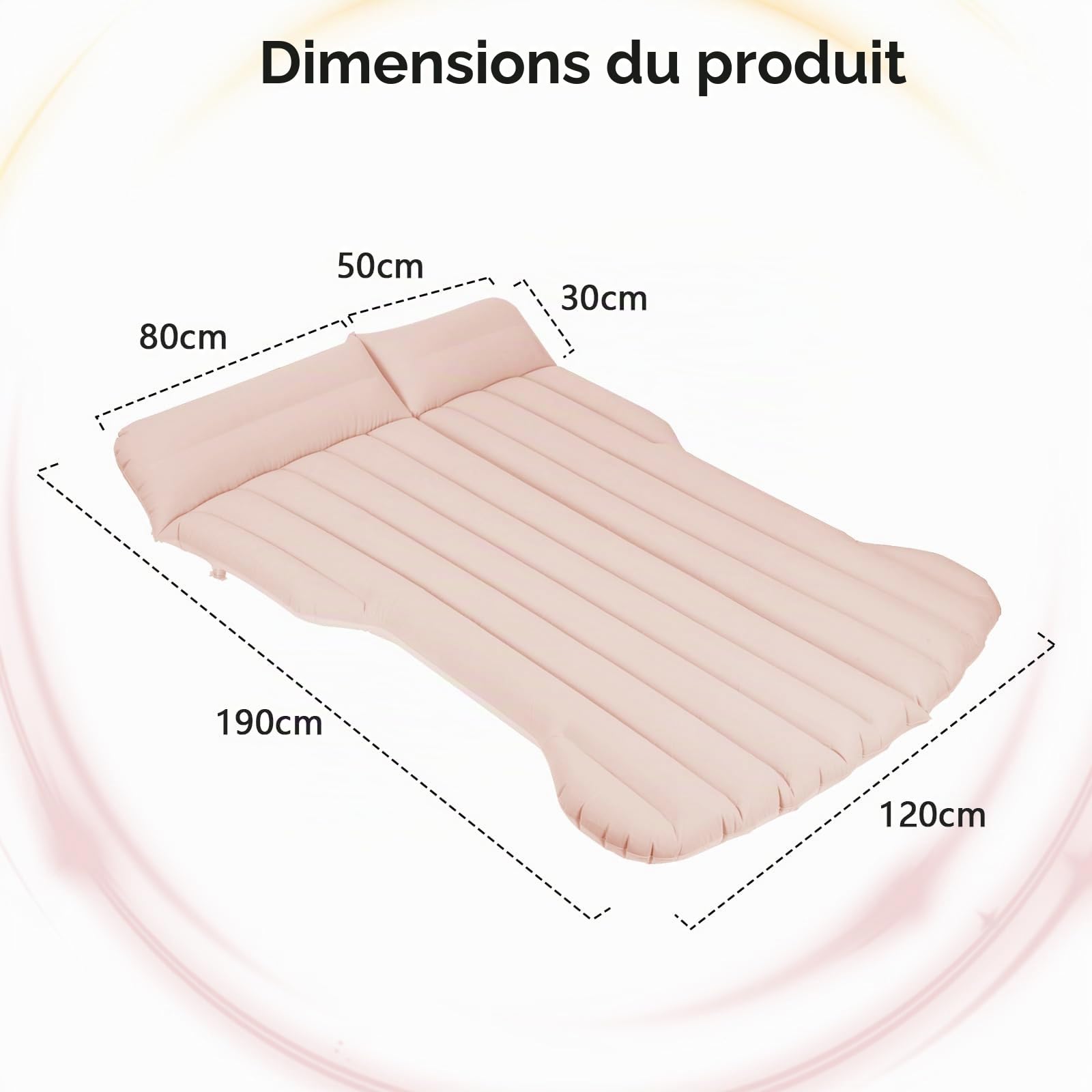 Vinteky Matelas Gonflable,Matelas Pneumatique pour Voiture lit de Camping Matelas Portable épais pour La Maison,Camping Voyager pour Tesla Model Y (Beige)