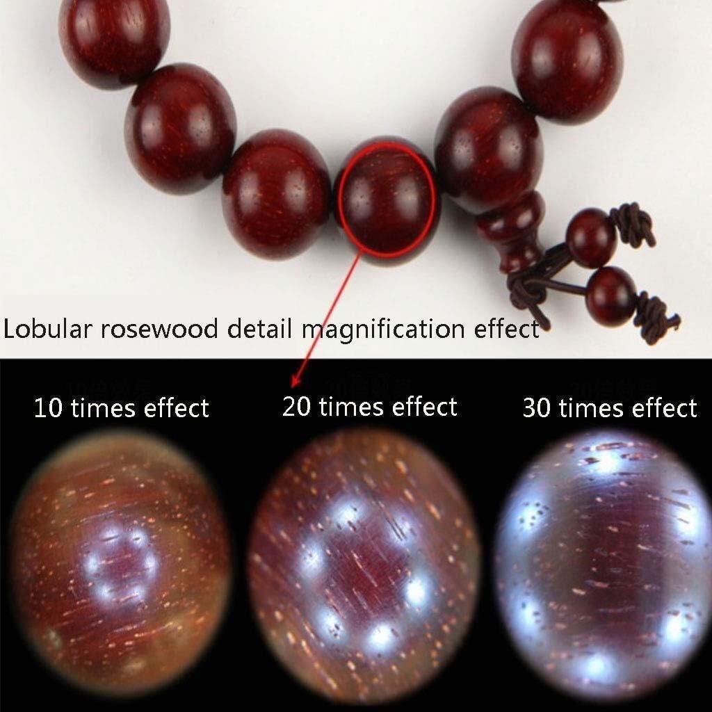 Szkło Powiększające, Ekran Mini Powiększający 10-20 Razy, Aluminiowa Obudowa I Oświetlenie Uv Led, Do Hobby I Rękodzieła Jubilerskiego Z Podwójnym Światłem Led, Czerwony, Fioletowy, Biały - 30 Razy
