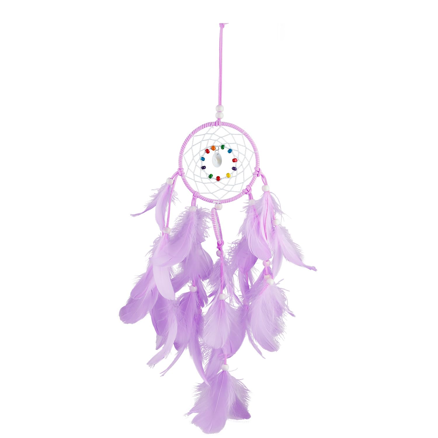 Tabanzhe Purple Dream Catcher,Handmade Fairy Dreamcatcher Feather Pendant And Beads Wall Hanging Decorations Indian Style Ornament For Living Room Bedroom Dormitory (Purple)
