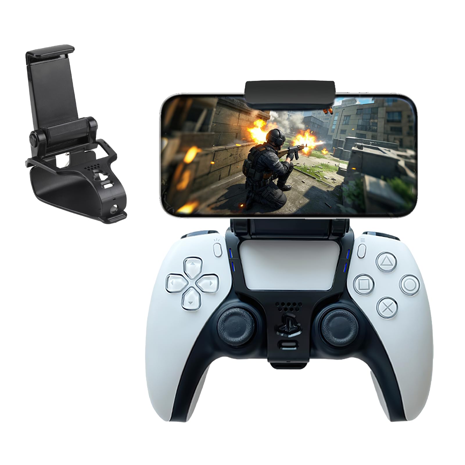 Yewseas Accesorio Clip de Juego Compatible con Mandos, compatible con controlador, Soporte para Teléfono para compatible con Controlador Negro, Clip Ajustable para, Soporte Plegable para Móvil