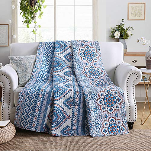 Qucover Tagesdecke 150x200 cm Boho, Gesteppte Decke aus Baumwolle 140x200, Bettüberwurf für Einzelbett, Premium Quilted…
