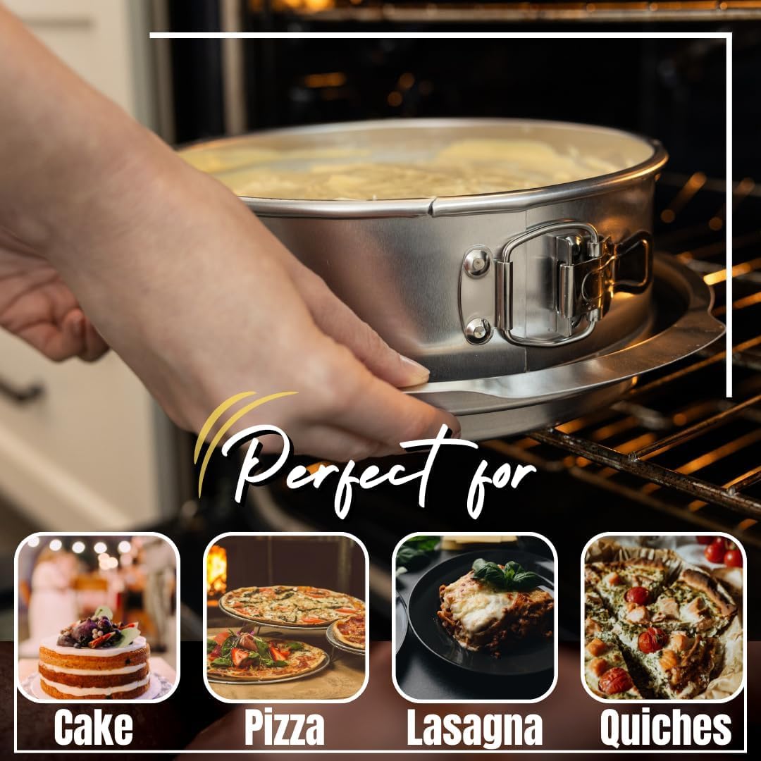 Chef's Planet Perfect Pan - 9-inch Round Baking Pan with Leak-Proof, Easy-Lock Spring Form Pan and Water Bath Basin for Delicate Creations