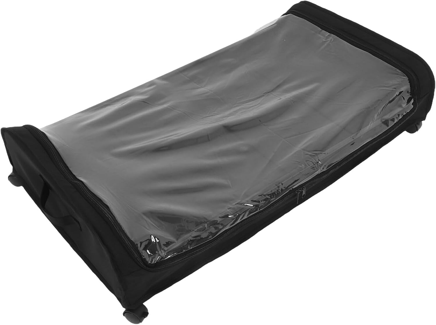 Beaupretty Bed Rolling Storage Box with Wheels and Lid, Fabric Small Underbed Organizer 80x43x16cm for Clothes and Shoes Bedroom Storage