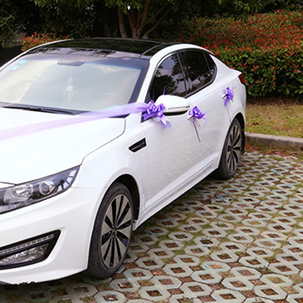 Decorazione Floreale Per Auto Da Sposa – Ghirlanda Di Rose Artificiali Con Nastro – Colore Blu - 4