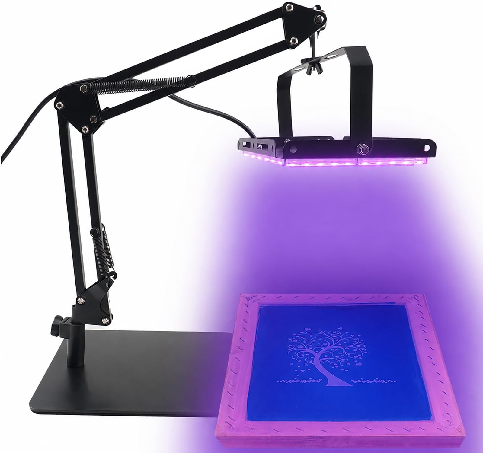 Dorhui 96 LEDs UV Exposure Unit for Screen Printing, 395nm UV Exposure Light for Photo Emulsion, Cyanotype and Resin, Adjustable Stand, Aluminum Housing, Grounded 3-Prong Plug