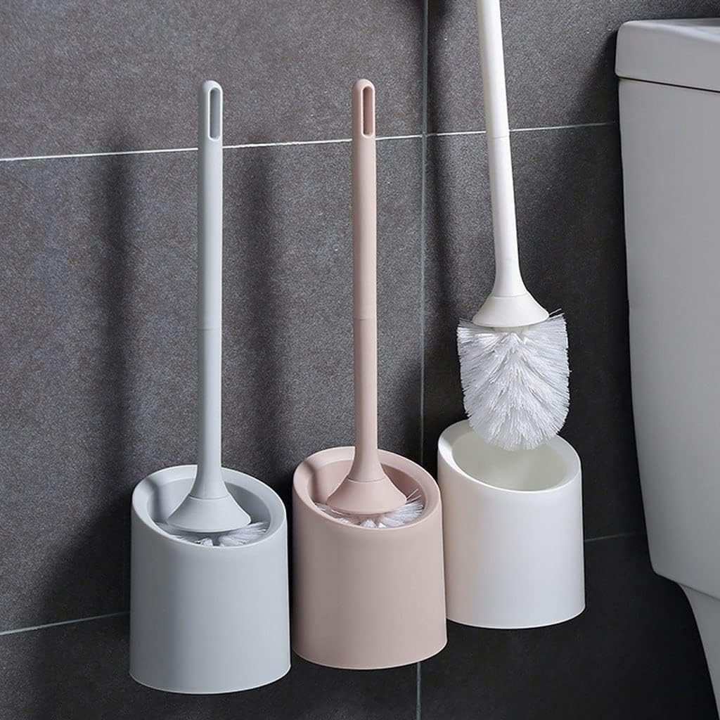 Toilet Brush Holder, Toilet Brush Holder Wall-Mounted Long Handle Simple Solid Color Design Bathroom Dead Corner(Gris)