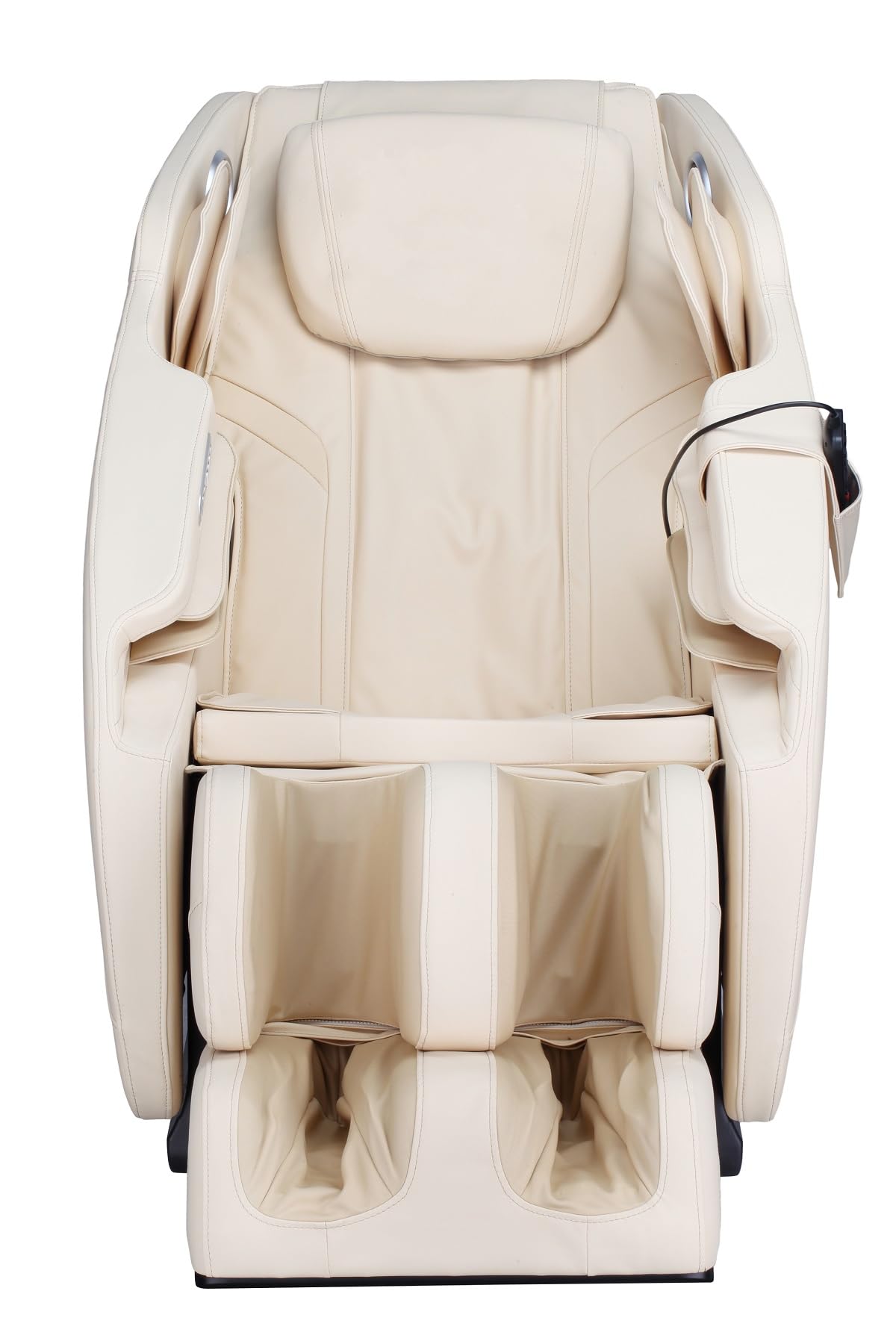 Poltrona massaggiante di lusso Costanza Shiatsu Zero Gravity, in pelle beige con tecnica a rulli, per massaggio delle braccia, per soggiorno, comoda e moderna, in pelle