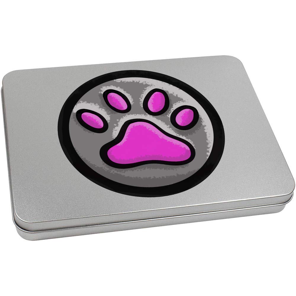 Azeeda 220mm 'Paw Print Emblem' Metal Hinged Tin/Storage Box (TT00130239)