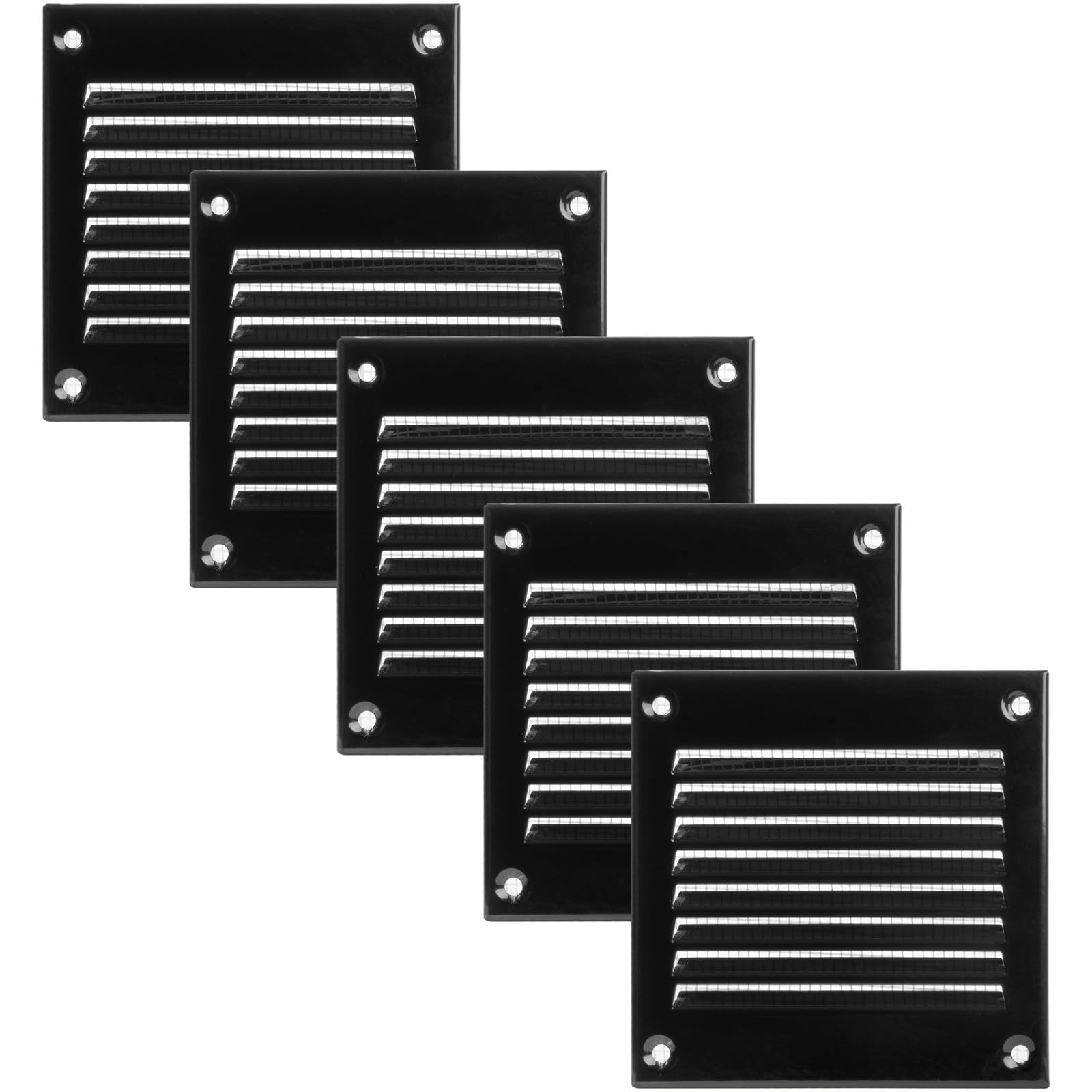 Grille d'aération noire pour la maison 100x100 mm avec filtre anti-insectes
