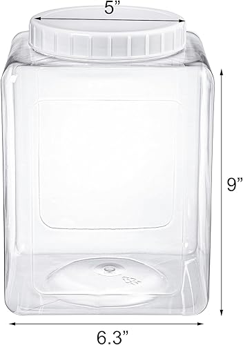 Miniatura 2 de Elsjoy Paquete de 2 tarros de almacenamiento de plástico grandes de 1.3 galones con tapas, recipientes de almacenamiento de cocina transparentes,