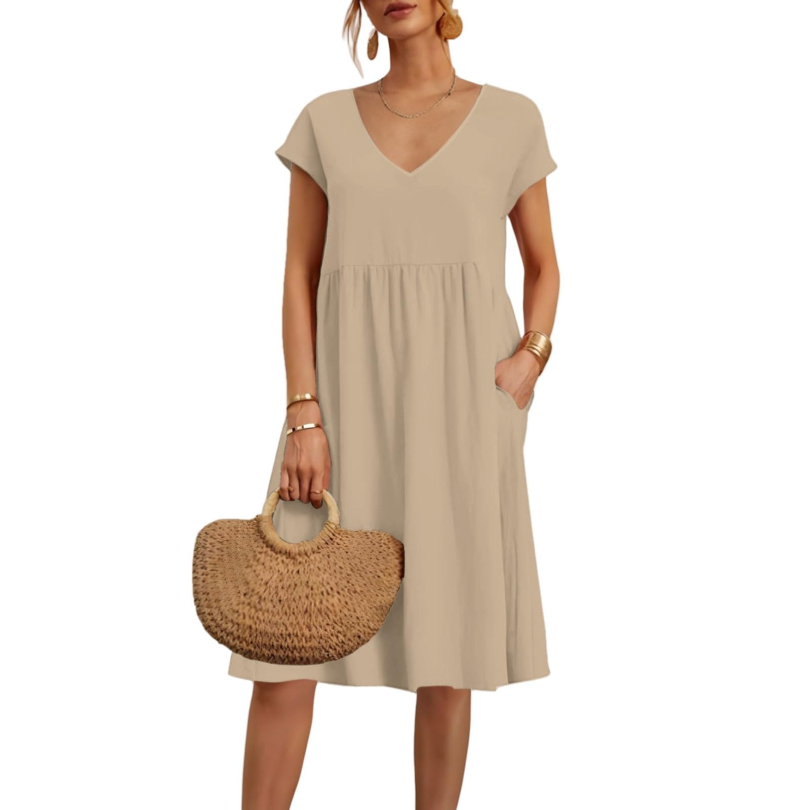 Prendere Idea WomensTie-dye Stampato Colorato Estate Casual T Shirt Abiti Manica Corta/Lunga Swing Dress Azzurro B L