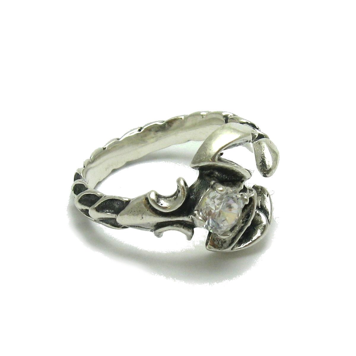 Anillo de plata de ley sólido 925 Escorpión con 5.5mm CZ R001699