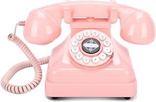 Audio Guest Book Wedding Phone,Audio GuestBook,Phone GuestBook,Bridal Shower Party Gifts, Vintage Guest Book Telephone Record Customized Voice Message for Your Wedding Party (Retro Pink)
