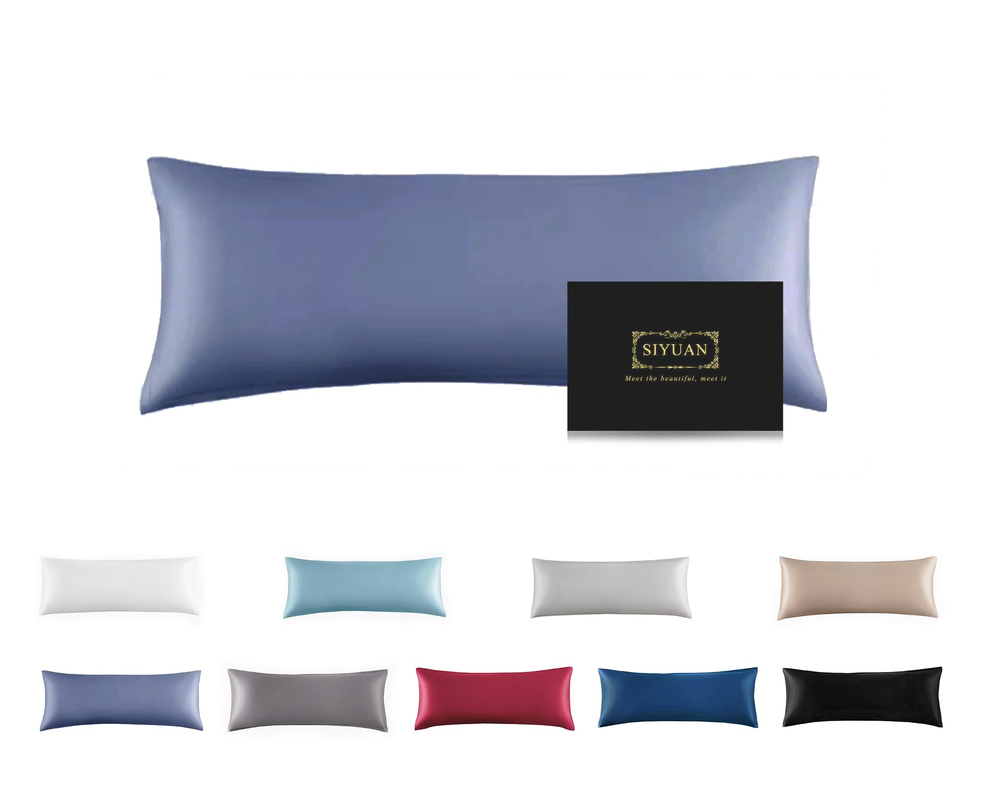 Mulberry Silk Pillowcase for Hair and Skin,Cooling Silk Pillow Case with Hidden Zipper,Allergen Proof Dual Sides Soft Breathable Smooth Silk Pillow Cover for Women (Grayish Blue, Body)