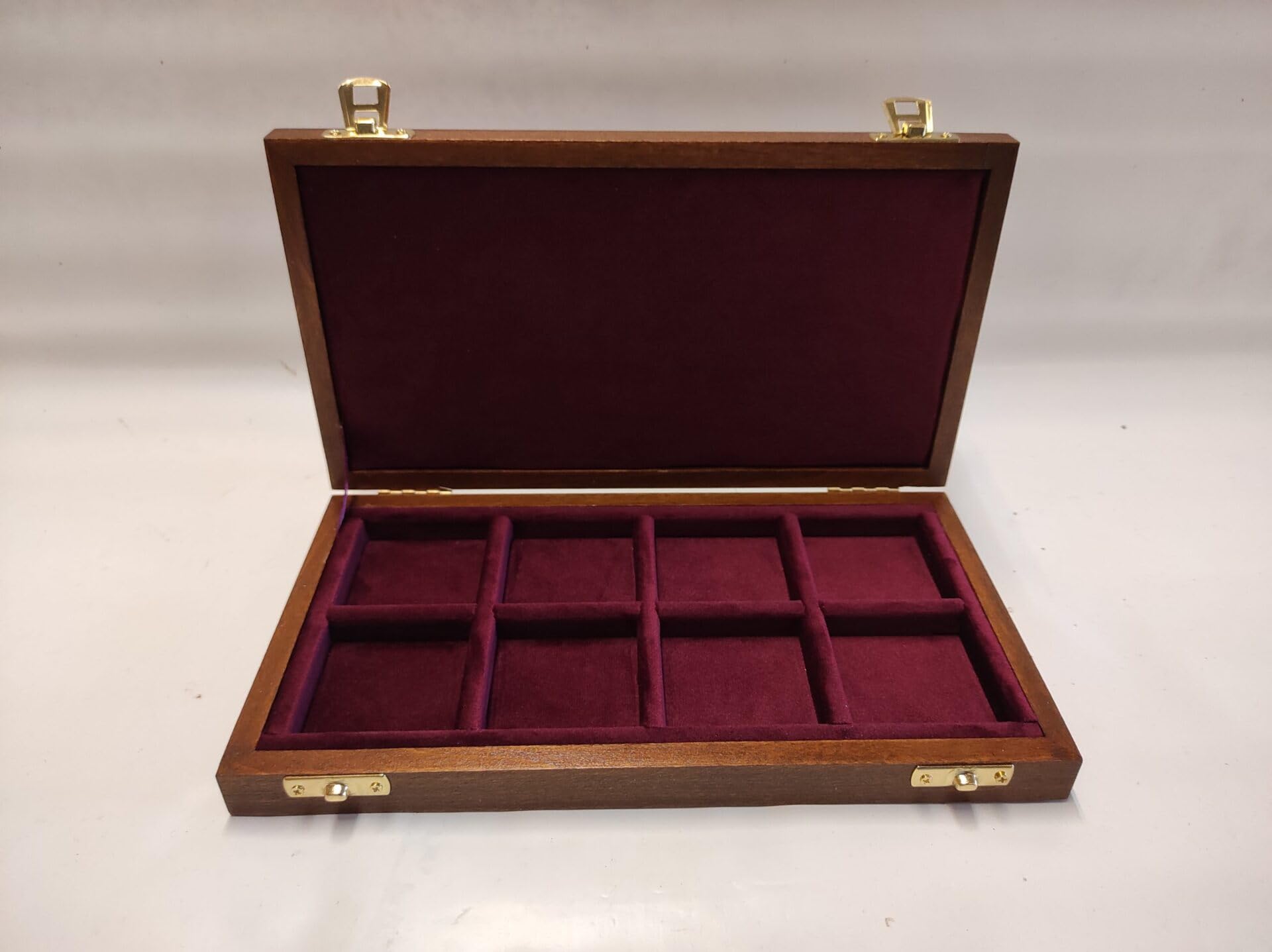 Cofanetto per monete da collezione Quadriga Briosa Vittorio Emanuele III, 8 scomparti, legno massello e velluto, custodia raccoglitore monete da collezione, made in Italy