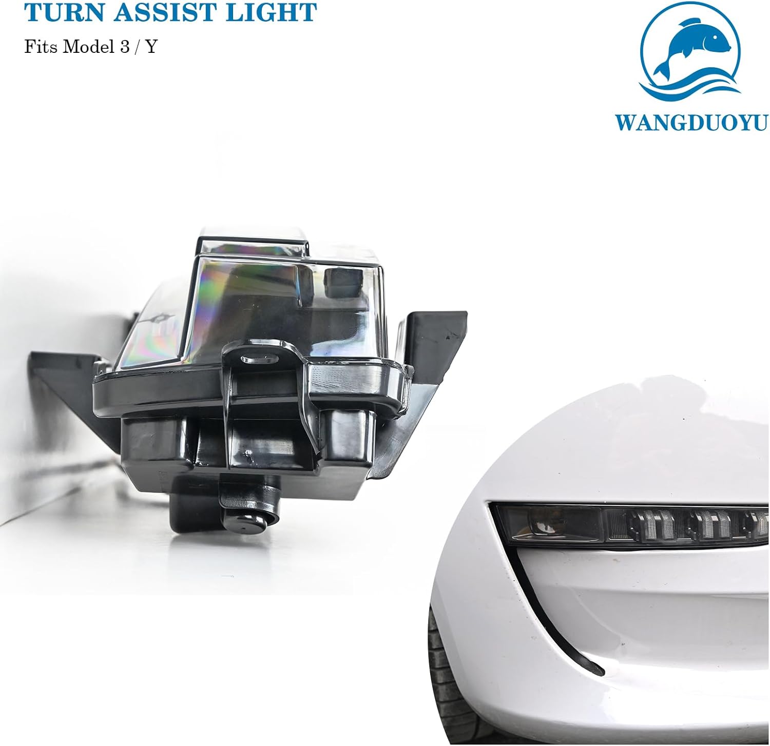 Compatible with 2020-2023 Tesla Model 3/Y Adaptive Steering LED Front Fog Lights Sequential Turn Signal Assisted Daytime Running Lights