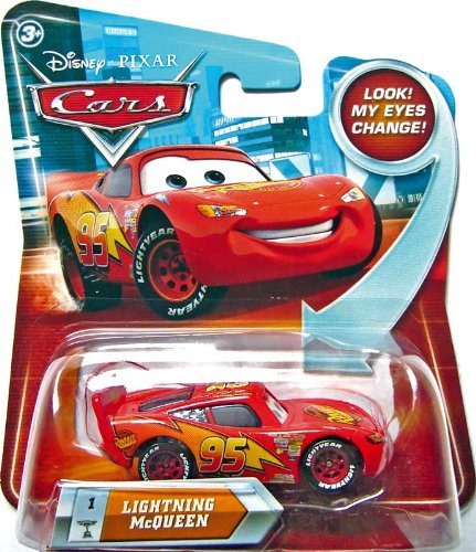 Cars Lightning McQueen #1 w/ Lenticular Eyes Disney / Pixar 1:55 Scale Die-Cast Vehicle