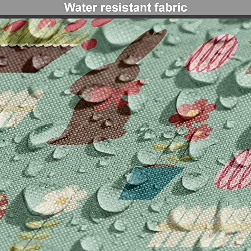 Ambesonne Easter Fabric by The Yard, Repeating Conceptual Chocolate Bunny Flowers Eggs and Tulip Flowers, Decorative Fabric for Upholstery and Home Accents, 1 Yard, Laurel Green Multicolor - 5