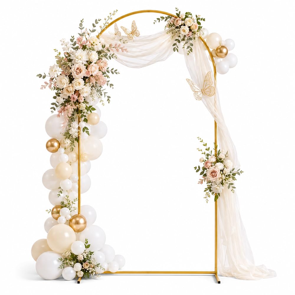 Hochzeitsbogen Gestell, 1.2 x 2.2 M Hochzeitsbogen Hintergrund Ständer, Metallbogen, Traubogen Hochzeit, Ballonbogen Gestell, Deko Bogen für Hochzeit, Geburtstag, Party Dekoration