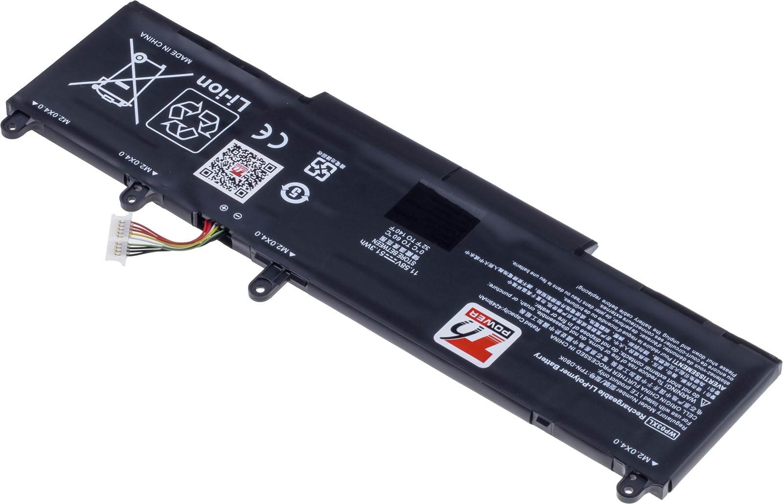 Akku für Hewlett Packard Laptop, Teilenummer M73466-005, Li-Poly, 11,58 V, 4430 mAh (51,3 Wh), schwarz
