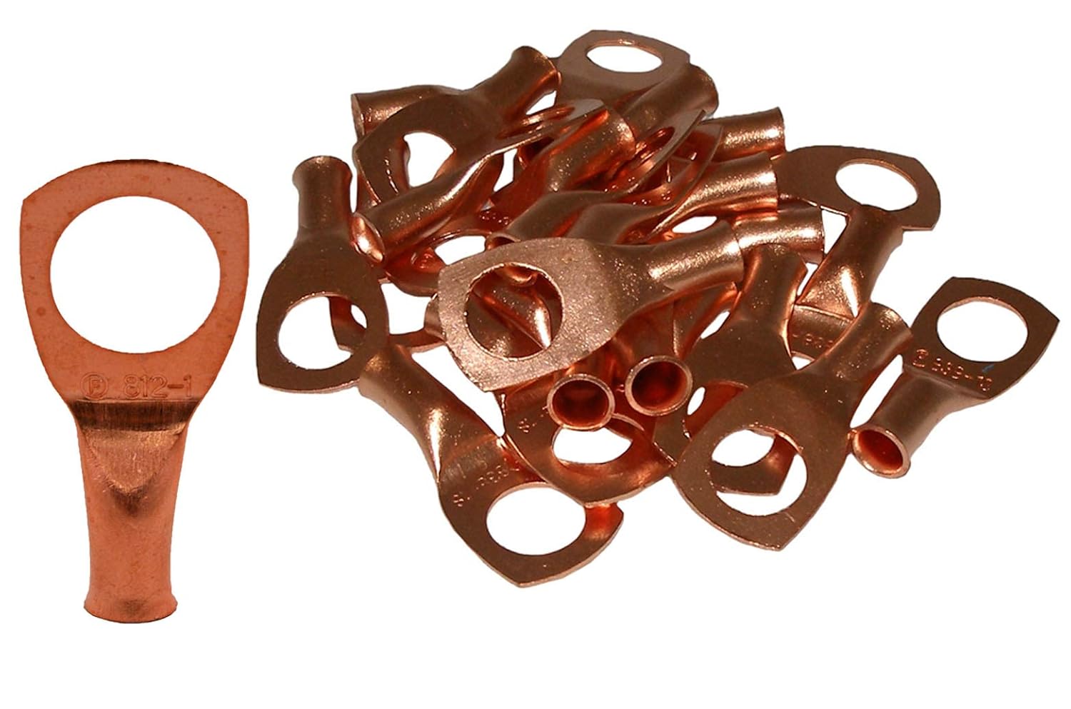 INSTALLBAY CUR812 - Rings Copper - Copper Uninsulated Ring Terminal 8 Gauge 1/2 inch