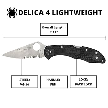 Amazon.com : Spyderco Delica 4 Lightweight Knife with Flat