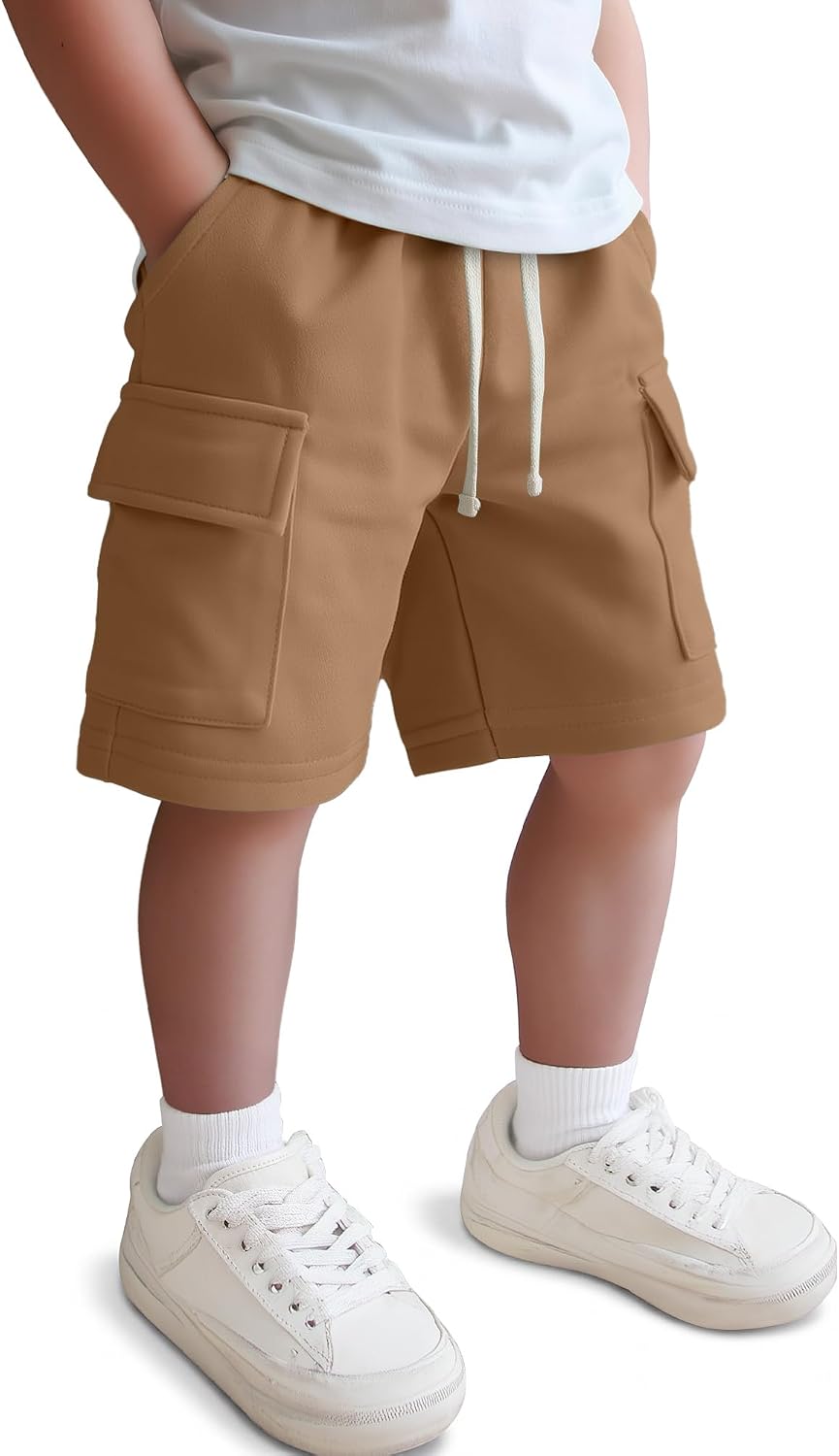 Baby Boy's Cargo Shorts Elastic Drawstring Loose Open Bottom SweatShorts Toddlers Casual Athletic Pull on Shorts