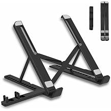 Adjustable Laptop Stand for Desk, Phone Holder, Foldable Portable Laptop Riser Holder Accessories, Compatible with Most 10-15.6  Laptops/Tablets Black